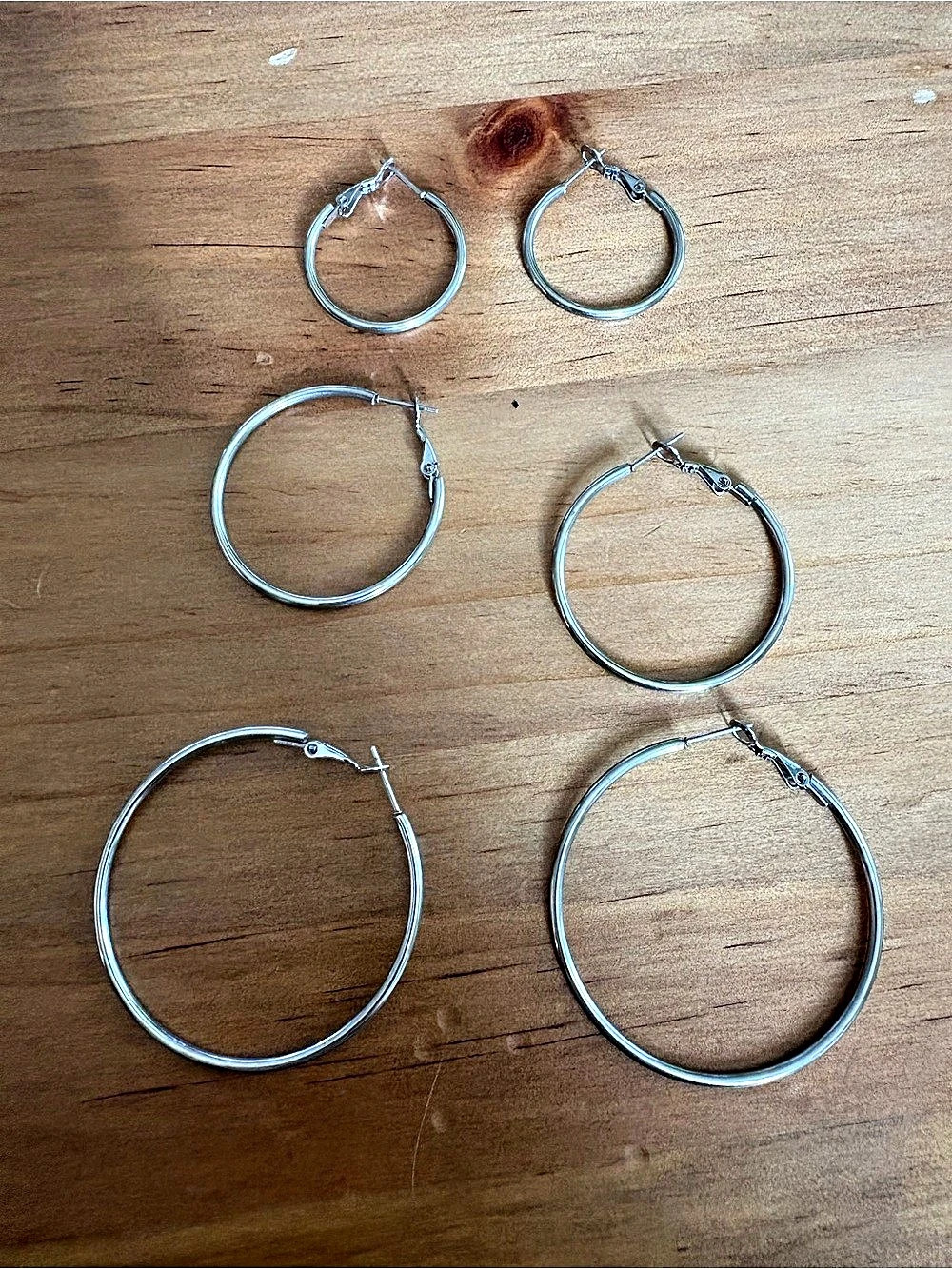 Silver-Tone Hoop Earrings Set